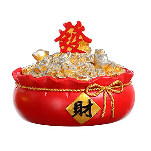 MYADDICTION Chinese Ashtray with Lid Resin Crafts Sculpture for Home Decoration Men Gift Red C