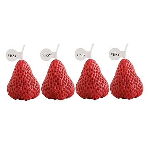 ATORSE® Strawberry Candle Scented Candle Home Living Room Party Decor Photo Props Red S 4Pcs