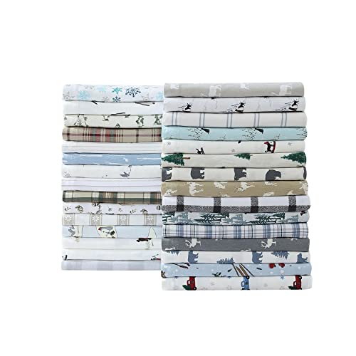 Eddie Bauer Ski Slope Flannel Sheet Set, King, Multi