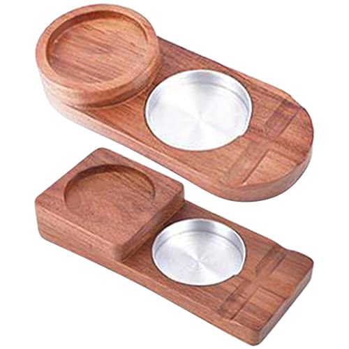 MERISHOPP™ 2 in 1 Wooden Cigar Ashtray Holder Tray Gifts for Office Boyfriend Husband Round