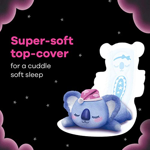 WHISPER BINDAZZZ NIGHTS KOALA SOFT SANITARY PADS, 8 XXXL+ PADS, UPTO 0% LEAKS, 85% LONGER & WIDER BACK, SUPER SOFT TOPSHEET, DOUBLE HUG WINGS, DISPOSABLE WRAPPER, for women