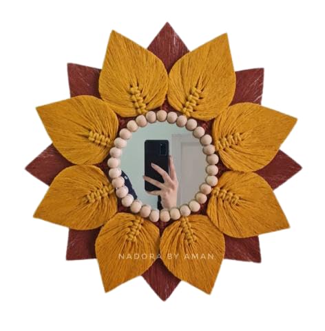 THD-Round Decorative Hand Carving Mango Wooden Foil Finish Frame Mirror