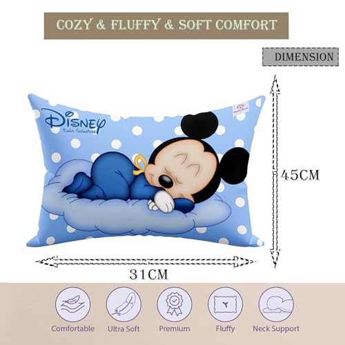 Heart Home (Pack of 12) Baby Pillow | Disney Mickey Mouse Pillow | Soft Pillows for Sleeping | Back & Front Printed | Cozy & Fluffy Pillow | 12x18 Inch | Sky Blue