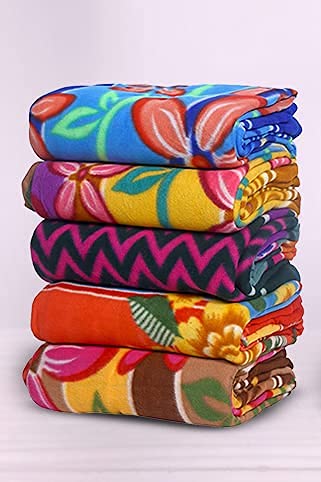 GOYAL'S Printed Fleece Double Bed All Season Blanket/Comforter/Dohar 250TC - Pack of 5 (87x85 Inch, Floral),