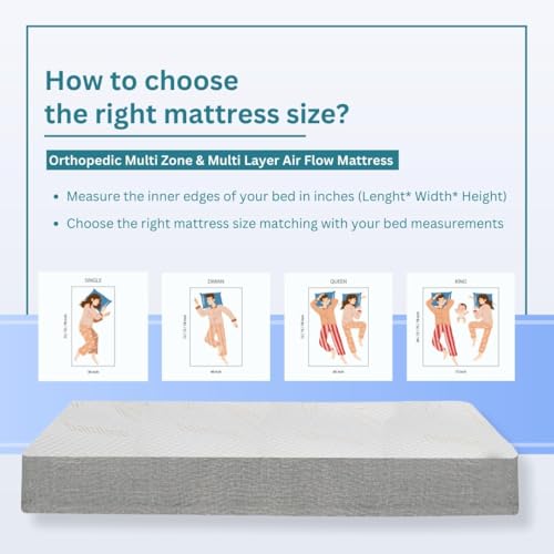 NITYAM Orthopedic Triple Layer Memory Mattress – Air Flow Mattress, Orthopedic Mattress for Back Pain, Foam Mattress,Anti-Microbial, 10-Year Warranty (78X35X8, Single)