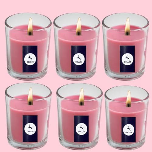 Dolloz Scented Candles for Home Decor, Candles for Gifting, Wedding, Bedroom & Aromatherapy (Rose, Set of 12)