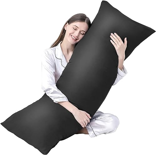 viwstar Large Body Pillow Insert- Breathable Full Body Pillow for Side Sleeper - Soft Long Bed Pillow for Adults - 20 x 54 inch (Black)