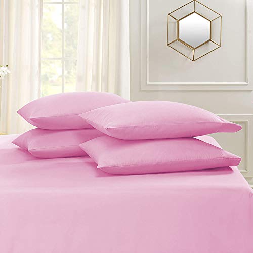 YRM Bedding's Baby Pink 550-TC Super Soft Organic Cotton Flat Bedsheet Single Bed Size (66"x96") with 2-Pillow Covers (17"x27")