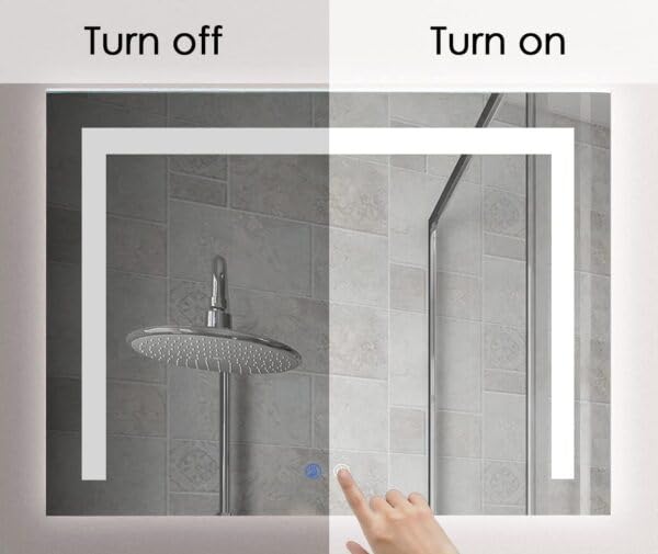 TINITALO Bathroom LED Mirror Home Mirror Wall Mirror with Touch Sensor, 3 Light Effects, Glass, Rectangular LED-48 (24 x 30 Inch)