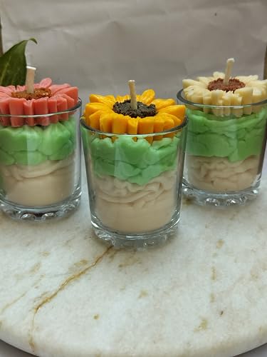 (Set of 3) Apeksha's Art & craft NONSCENTED SOYA Wax Glass Glass Desinger Candle