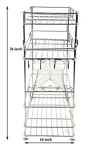 Gehwara Utensil Stand For Kitchen Step Shelf By Gehwara,(Kitchen Organizer Items/Steel Racks For Kitchen/Utensils Stand),Make Of Pure Stainless Steel-Wall Mountable 26 Inch X 23 Inch X 10 Inch)