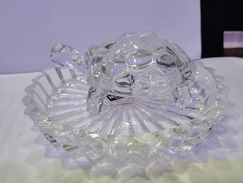 UPHHAR Crystal Glass Ashtray, Decorative Round Shape, Clear, VASTU USE