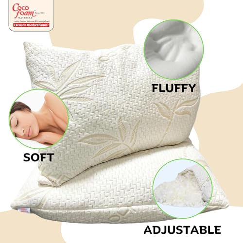 COCOFOAM Memory Foam Bamboo Pillow – Infused with Cool Gel for Breathable Comfort, Washable Cover, Easy to Handle, and Perfect Head & Neck Support for a Restful Night's Sleep.