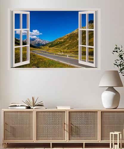 JVERF - JZZA29876 Switzerland Mountains Roads Alps| Self-Adhesive Open Window Wall Sticker