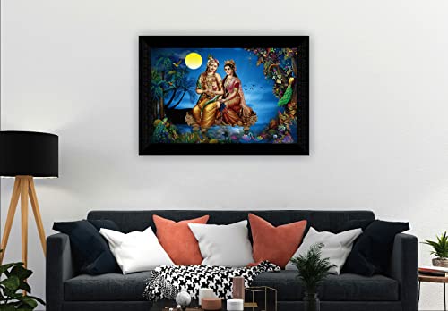 SAF Pack of 1 Radha krishna religious modern art wall painting with framed for living room 11 inch x 14 inch CANFM31328