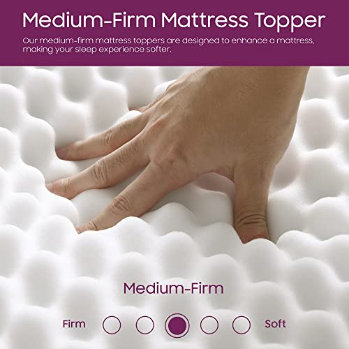 Mayton Convoluted Egg Shell 2-inch Breathable Foam Bed Topper | Makes Mattresses Comfortable and Relaxing, Provides Faster Pain Relief and Provides Orthopedic Beneficial Support, Full, Off-White