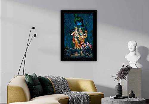 SAF Pack of 1 Radha krishna religious modern art wall painting with framed for living room 11 inch x 14 inch CANFM31420