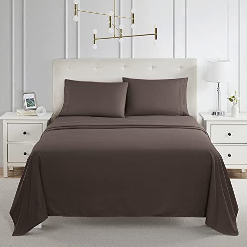 RV/Short Queen , Chocolate Brown : Bed Sheet Bedding Set, RV Short Queen, Brown, 100% Soft Brushed Microfiber Fabric Deep Pocket Fitted Sheet, 1800 Luxury Bedding Collection, Hypoallergenic & Wrinkle Free Bedroom Linen Set