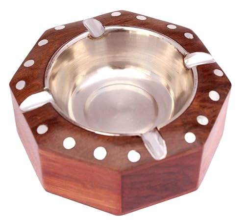 Zeguard Handicraft Wooden Ashtray for Cigarette with Lid | Ashtray for office, Home, Car | Cigarette organizer | Ashtray for Ash - Brown