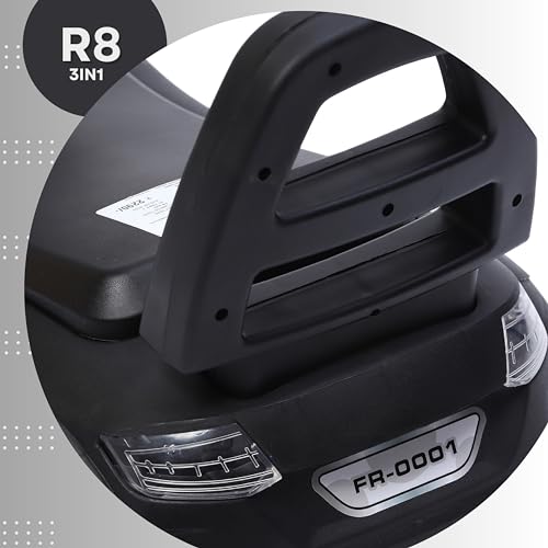 Fun Ride Car Ride On - R8 3-in-1 for Kids with Parent Handle, Music, Light, Backrest & Storage - 1 to 3 Years, Kids Indoor/Outdoor Toy Car for Boys and Girls- (Upto 20 Kg) (Black)