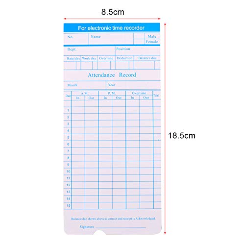 Decdeal 90pcs/ Pack Time Cards Timecards Monthly 2-Sided 18 * 8.4cm for Employee Attendance Time Clock Recorder