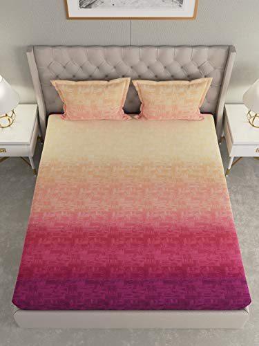 GMF GM Abstract 144 TC Multi Color Printed Cotton Bedsheet with 2 Pillow Covers - Queen