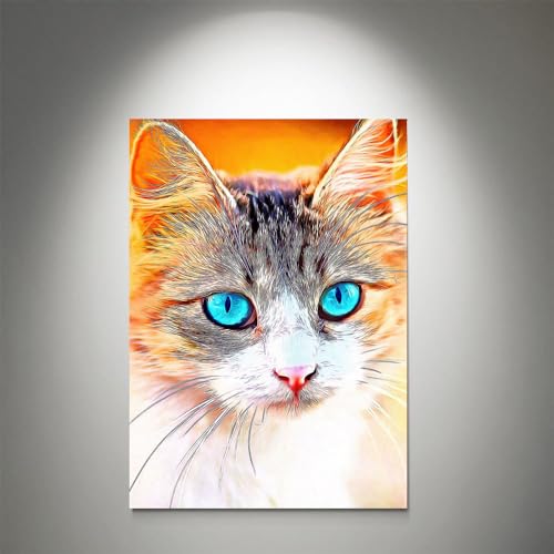 GADGETS WRAP Canvas Gallery Wrap Framed for Home Office Studio Living Room Decoration (9x11inch) - Blue Eye Cat