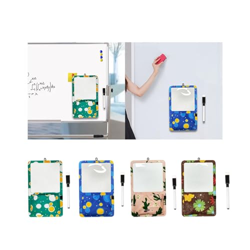 ATORSE® Magnetic Storage Pocket with Message Board for Fridge Whiteboard Home School green