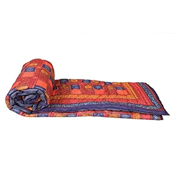 Click Tick Reversible Jaipuri razai for Winter Single Double Bed Pure Cotton Jaipuri razai for Winter Printed (Dabu, Single(2.16L x 1.4W))