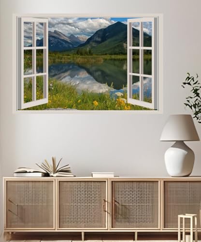 JVERF - JZZA27149 Scenery Canada Parks| Self-Adhesive Open Window Wall Sticker