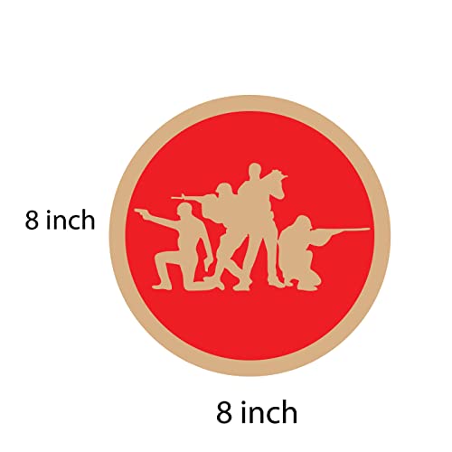 DOTME Indian Army Soldiers Theme Wooden With Vinyl Sticker Design Wall Décor Office Home Bedroom Living Room Hall DIY Art 8 INCH (White) (Red)