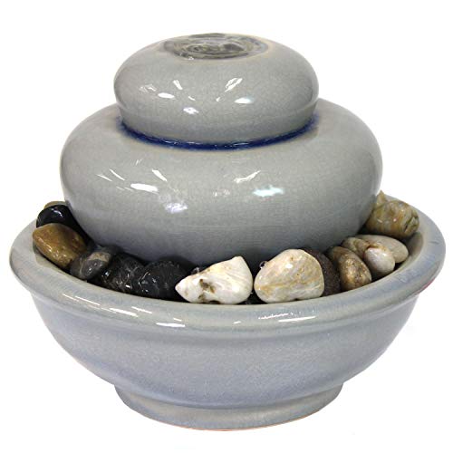 Sunnydaze Smooth Cascade Ceramic Indoor Tabletop Fountain - Inside Mini Desk Water Feature for Office, Bedroom, Dining Room, Bathroom and Kitchen - 7-Inch