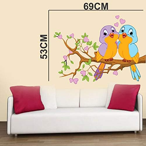 MGHY Trending Beautiful Love Birds Sitting on The Tree Wall Sticker for Bedroom, Living Room