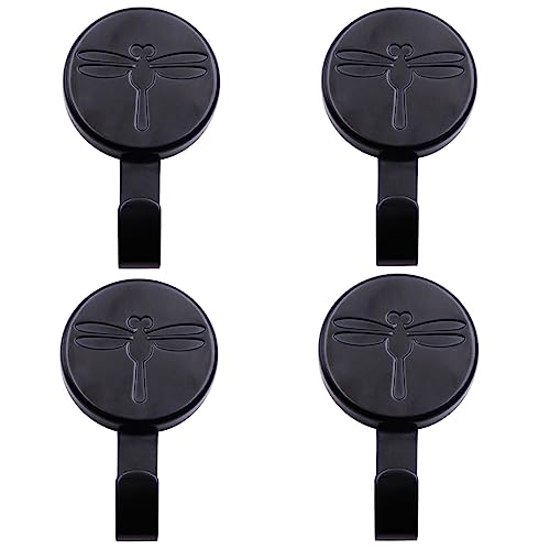 XUEBEI Strong Magnetic Hooks Neodymium Magnet Hook, Refrigerator Heavy Duty Magnet Hook with Rust Proof Perfect for Kitchen Key Holders, Home and Other Magnetic Surfaces (Black 4 Pcs)