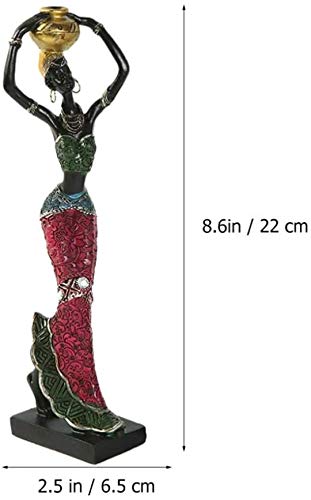 Taotenish 2pcs African Sculpture Women Figure Girls Tribal Lady Figurine Statue Decor Collectible Art Creative Crafts Dolls Ornaments New Home Gifts