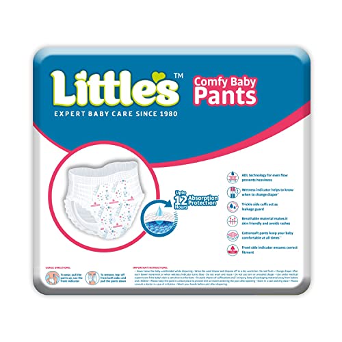 Little's Baby Pants Diapers, XX-Large (XXL), 22 Count, 15-25 kg,White, with Wetness Indicator & 12 Hours Absorption