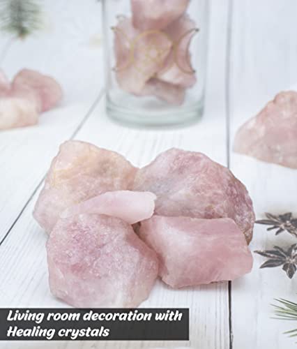 Zaicus Rose Quartz Rough Stone - Raw Stones and Crystals Bulk for Tumbling, Jewelry Making, Cabbing, Lapidary, Fountain Rocks, Decoration, Wire Wrapping, Reiki Crystal (500 Gram)