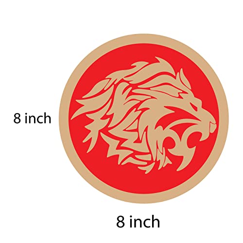 DOTME King Lion Wooden With Vinyl Sticker Decorative Design Wall Décor For Home Kids Bedroom Living Room Hall DIY Art 8 INCH (Red)