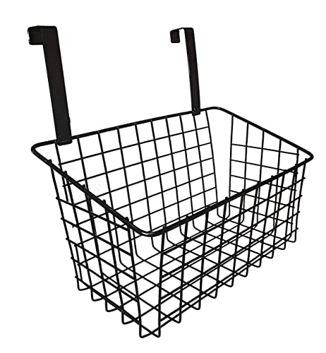 Styleys Iron Multifunctional Kitchen Rack Over The Cabinet Door Wire Storage Basket (S11102, Black, 1, Hanging Shelves)