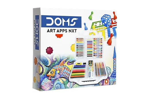 Doms Art Apps Nxt Kit With Plastic Carry Case | Perfect Value Pack | Kit For School Essentials | Gifting Range For Kids | Combination of 9 Stationery Items