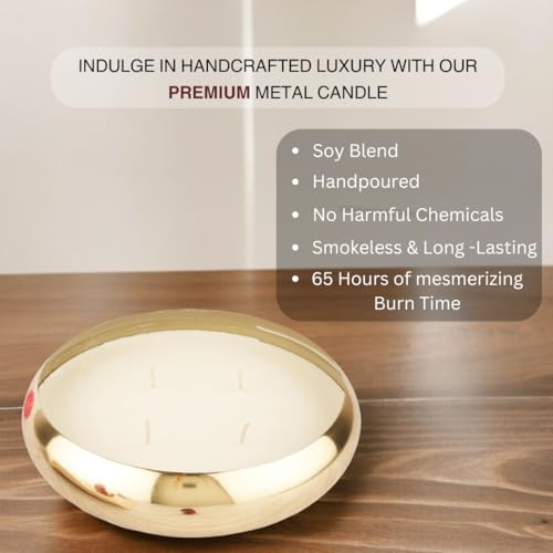 Asian Aura 4 Wick Soy Blend Metal Urli Candle | Premium Smokeless Luxury Scented Candle for Home Decor, Events, Relaxation, and Gifting | Long-Lasting Fragrance - 1-Pack (Royal Oud, 4 Wick)