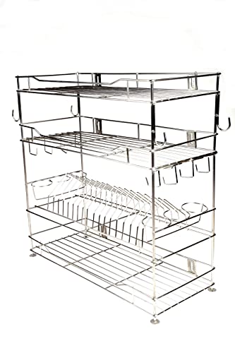 Gehwara Utensil Stand For Kitchen Step Shelf By Gehwara,(Kitchen Organizer Items/Steel Racks For Kitchen/Utensils Stand),Make Of Pure Stainless Steel-Wall Mountable 26 Inch X 23 Inch X 10 Inch)