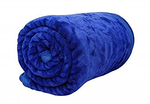 Bezzilish Home Self Design Double Woolen Blanket (Woolen Blend,Blue)