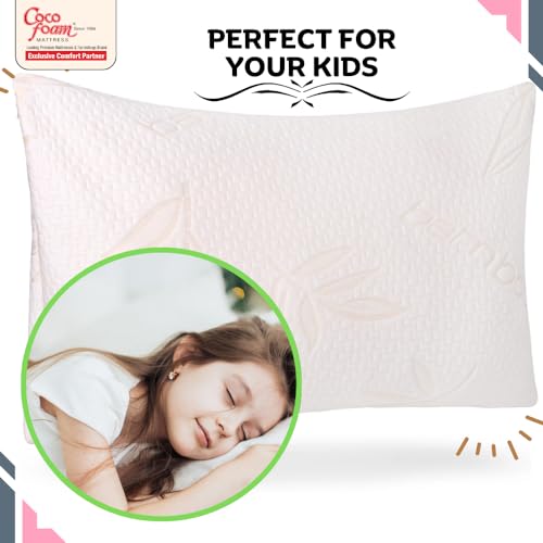 COCOFOAM Organic Bamboo Kids Pillow for Sleep,Bed Set,Head Shaping,Neck Support. (Pack of 2 Pillow, White)