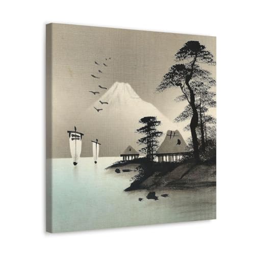 GADGETS WRAP Canvas Gallery Wrap Framed for Home Office Studio Living Room Decoration (17x17inch) - Postcard Japanese Painting