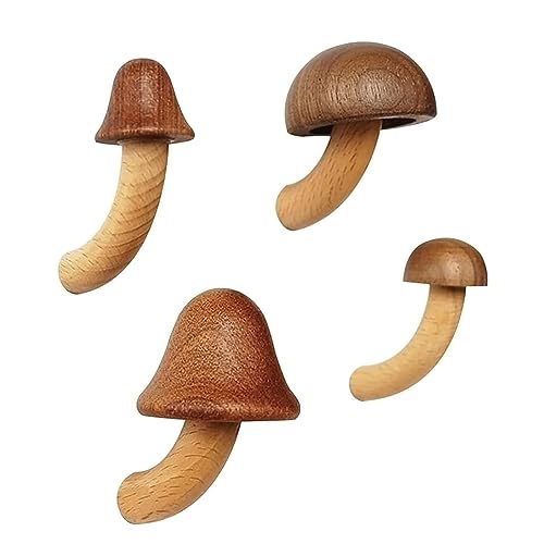 4 Pcs Handmade Mushroom Refrigerator Magnets, Wooden Mushroom Fridge Magnets, Home Office Kitchen Whiteboard Decorative Magnets