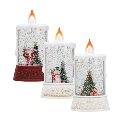 CALANDIS® Led Christmas Candle Snow Scene Decorative Candle for Indoor Festival Window Santa Claus | 1 Led Christmas Candle