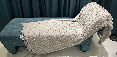 Throw - VividVeda's of Handcrafted Cut FRAY Throw is eco-Friendly Materials. 50 X 60 Inch. Grey Color