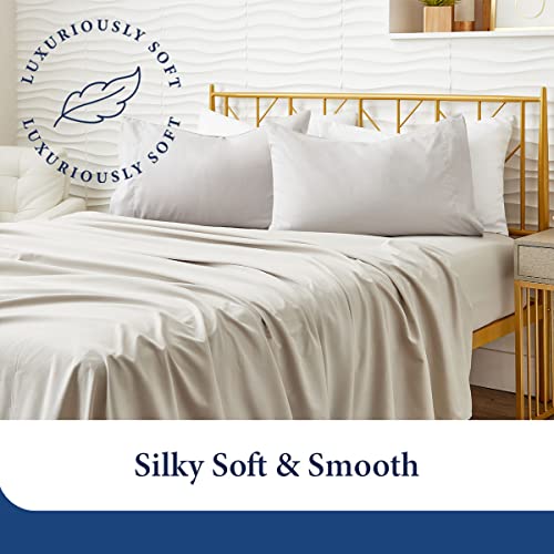 Cosy House Collection Luxury Bamboo Bed Sheet Set - Hypoallergenic Bedding Blend from Natural Bamboo Fiber - Resists Wrinkles - 4 Piece - 1 Fitted Sheet, 1 Flat, 2 Pillowcases - Full, White