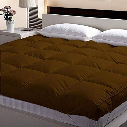 Jaipur Linen Queen Size Bed Finest Imported Super Microfiber Mattress Padding/Topper-Brown (60 * 78In)